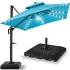 2-Tier Square LED Cantilever Offset Umbrella w/ 360 Rotation Base - 10x10ft