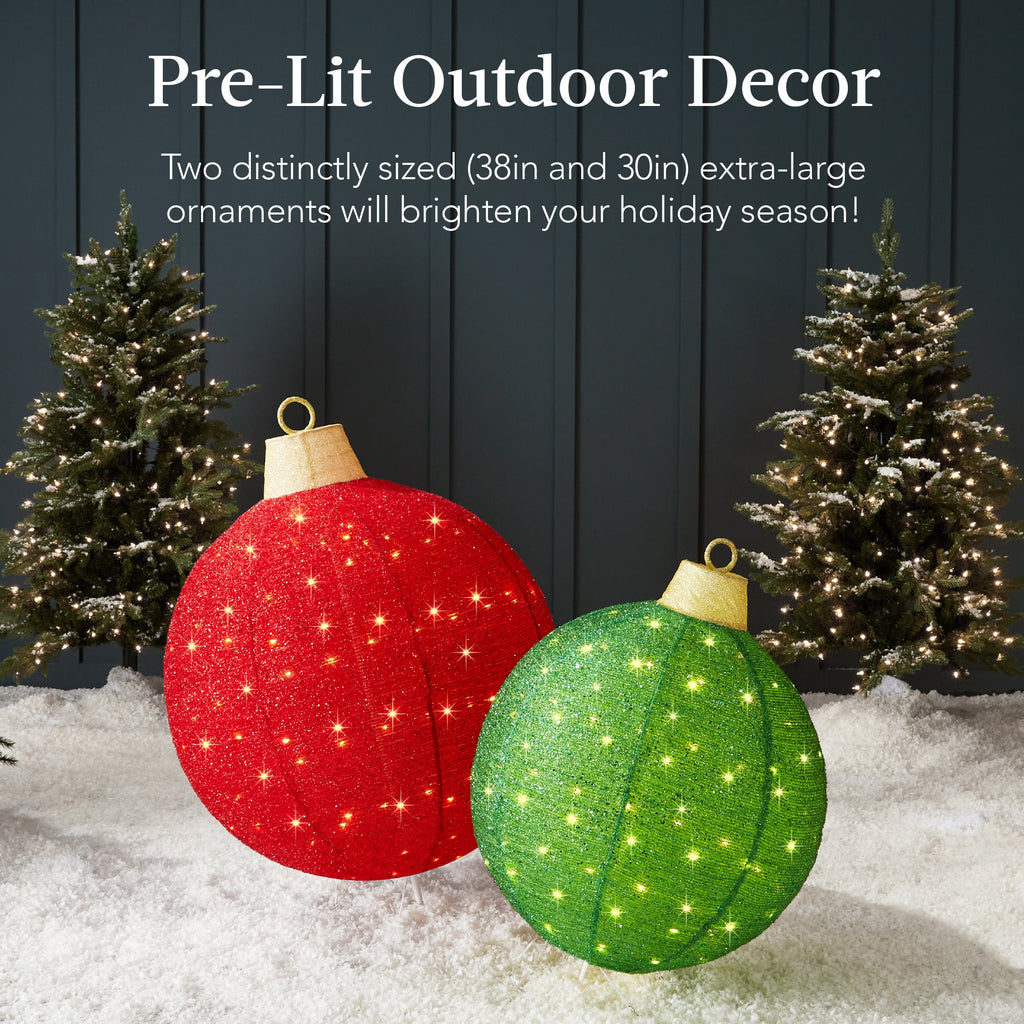 2pc Lighted Pop-Up Christmas Ornaments Decoration w/ 180 LED Lights Stand