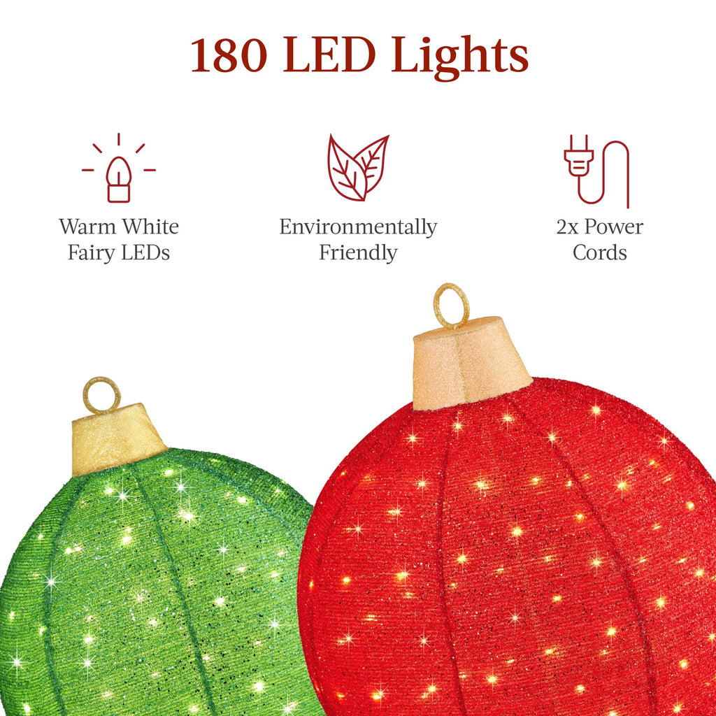 2pc Lighted Pop-Up Christmas Ornaments Decoration w/ 180 LED Lights Stand
