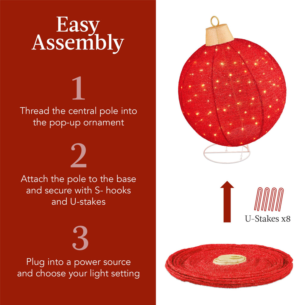 2pc Lighted Pop-Up Christmas Ornaments Decoration w/ 180 LED Lights Stand
