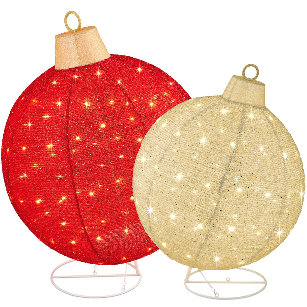 2pc Lighted Pop-Up Christmas Ornaments Decoration w/ 180 LED Lights Stand
