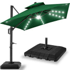 2-Tier Square LED Cantilever Offset Umbrella w/ 360 Rotation Base - 10x10ft