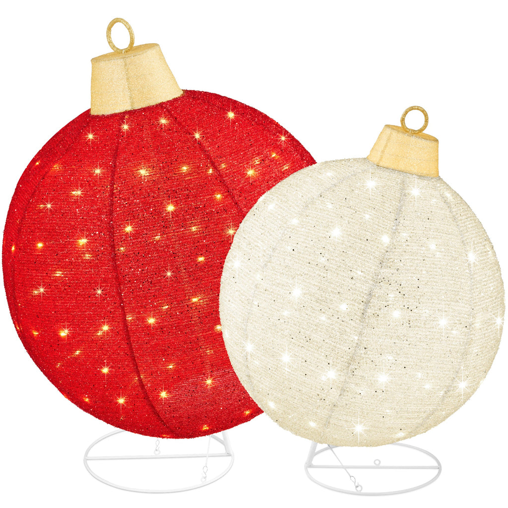 2pc Lighted Pop-Up Christmas Ornaments Decoration w/ 180 LED Lights Stand