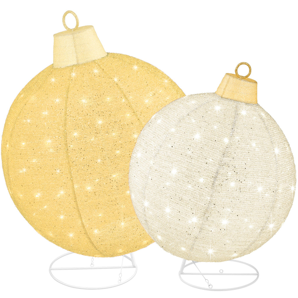 2pc Lighted Pop-Up Christmas Ornaments Decoration w/ 180 LED Lights Stand