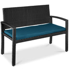 2-Person Wicker Porch Bench for Outdoor Garden w/ 700lb Capacity - 47in