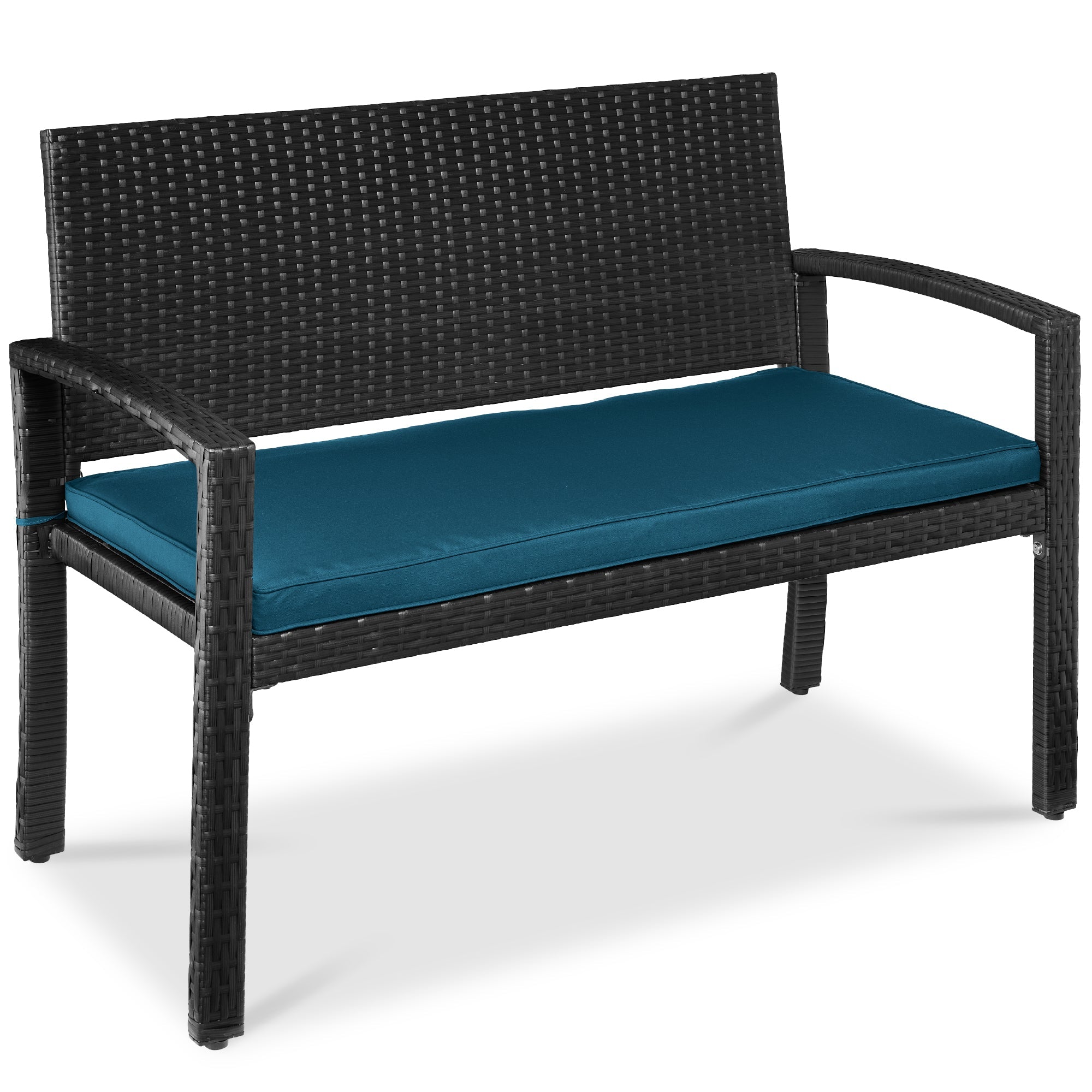 2-Person Wicker Porch Bench for Outdoor Garden w/ 700lb Capacity - 47in