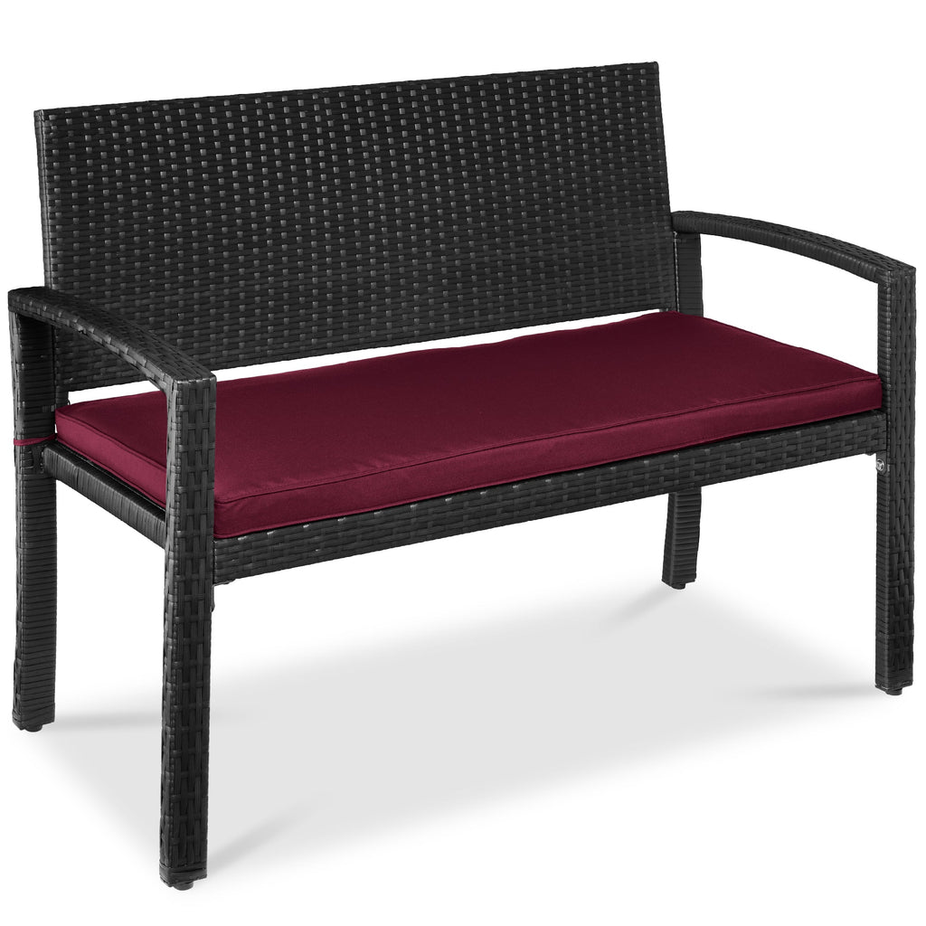 2-Person Wicker Porch Bench for Outdoor Garden w/ 700lb Capacity - 47in