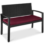 2-Person Wicker Porch Bench for Outdoor Garden w/ 700lb Capacity - 47in
