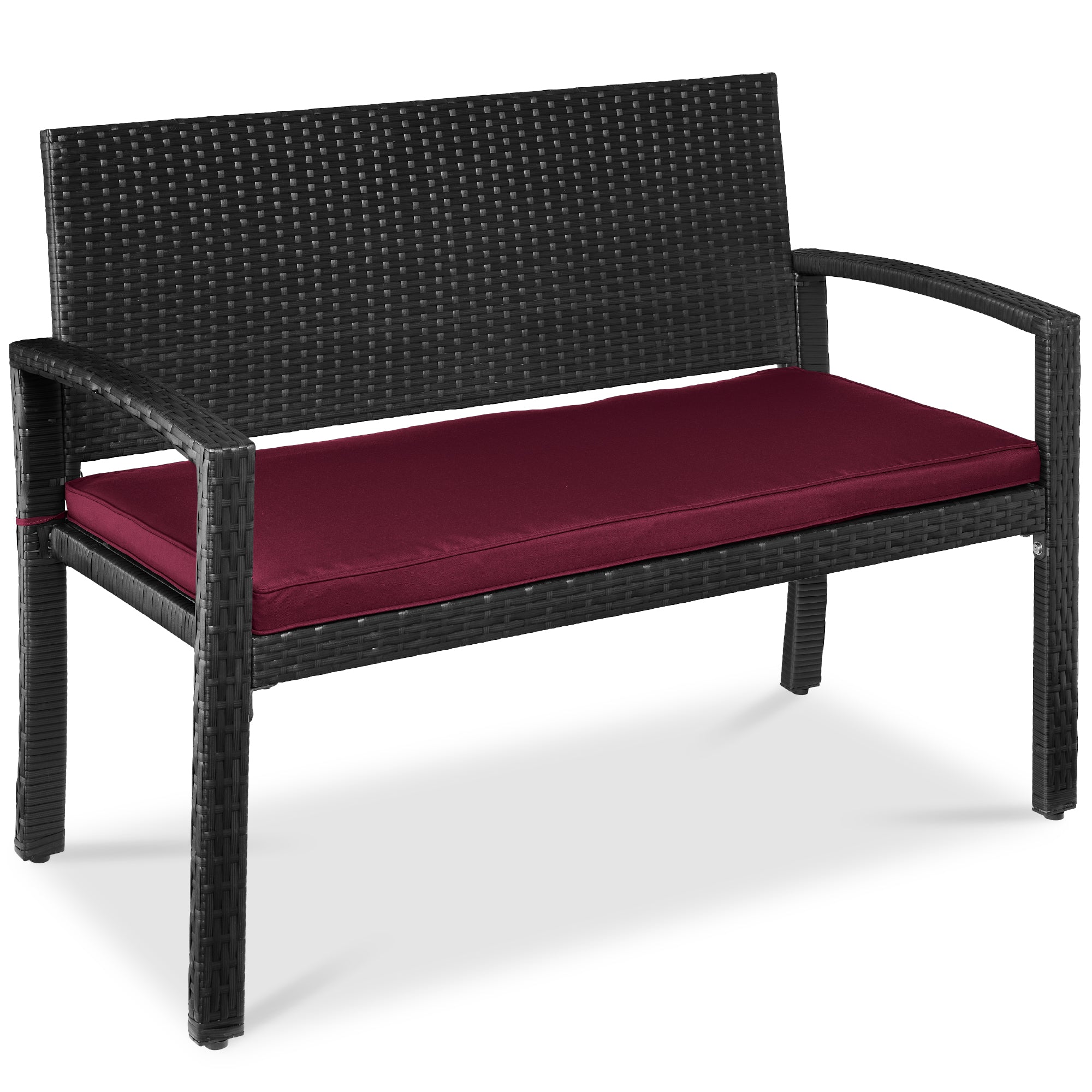 2-Person Wicker Porch Bench for Outdoor Garden w/ 700lb Capacity - 47in