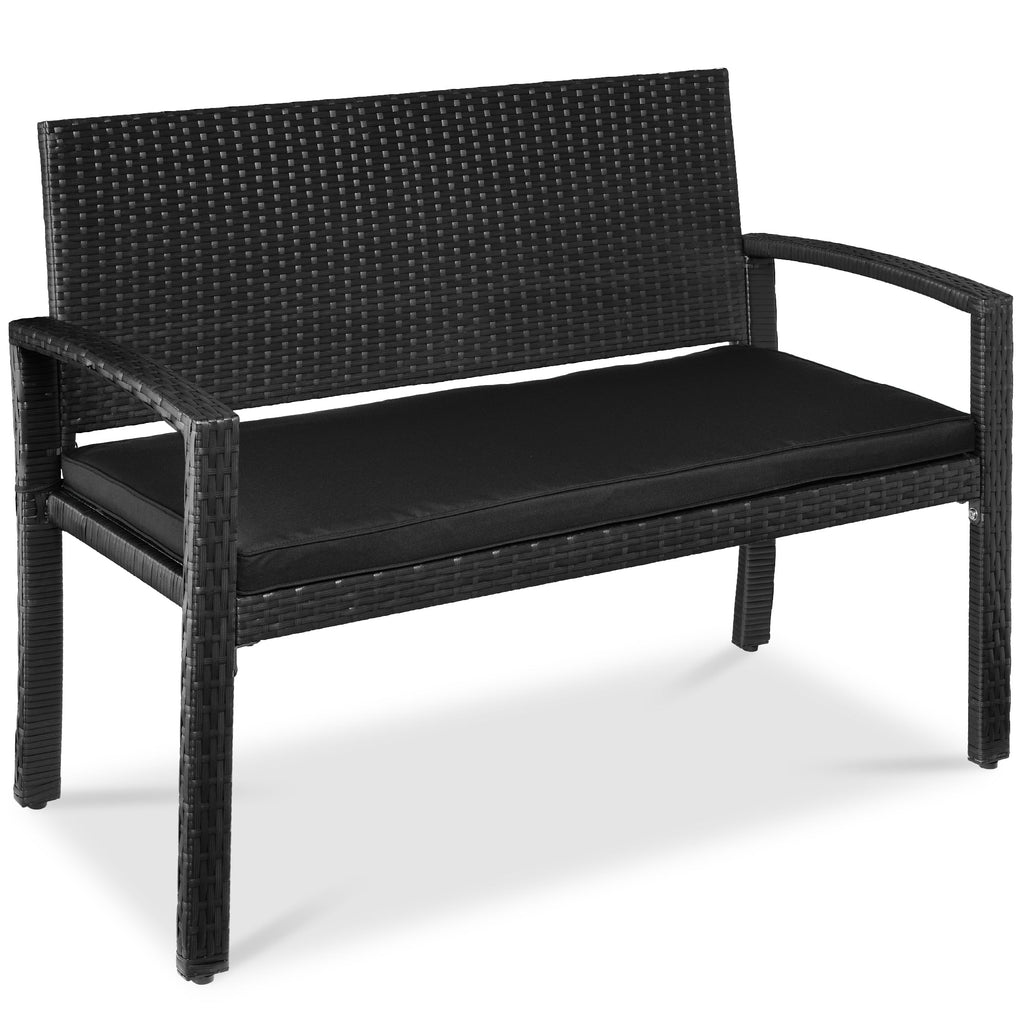 2-Person Wicker Porch Bench for Outdoor Garden w/ 700lb Capacity - 47in