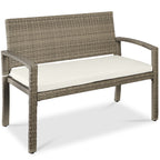2-Person Wicker Porch Bench for Outdoor Garden w/ 700lb Capacity - 47in