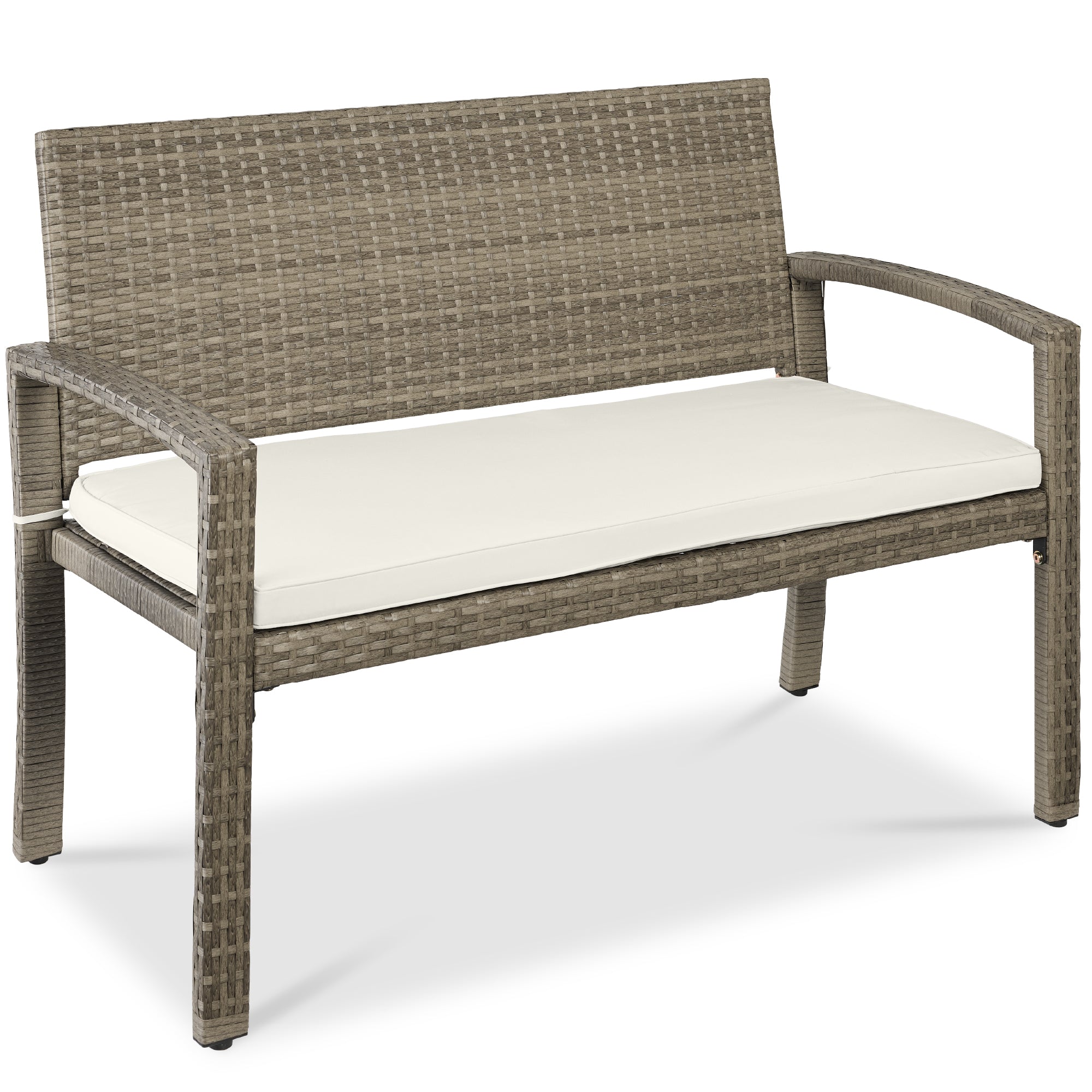 2-Person Wicker Porch Bench for Outdoor Garden w/ 700lb Capacity - 47in