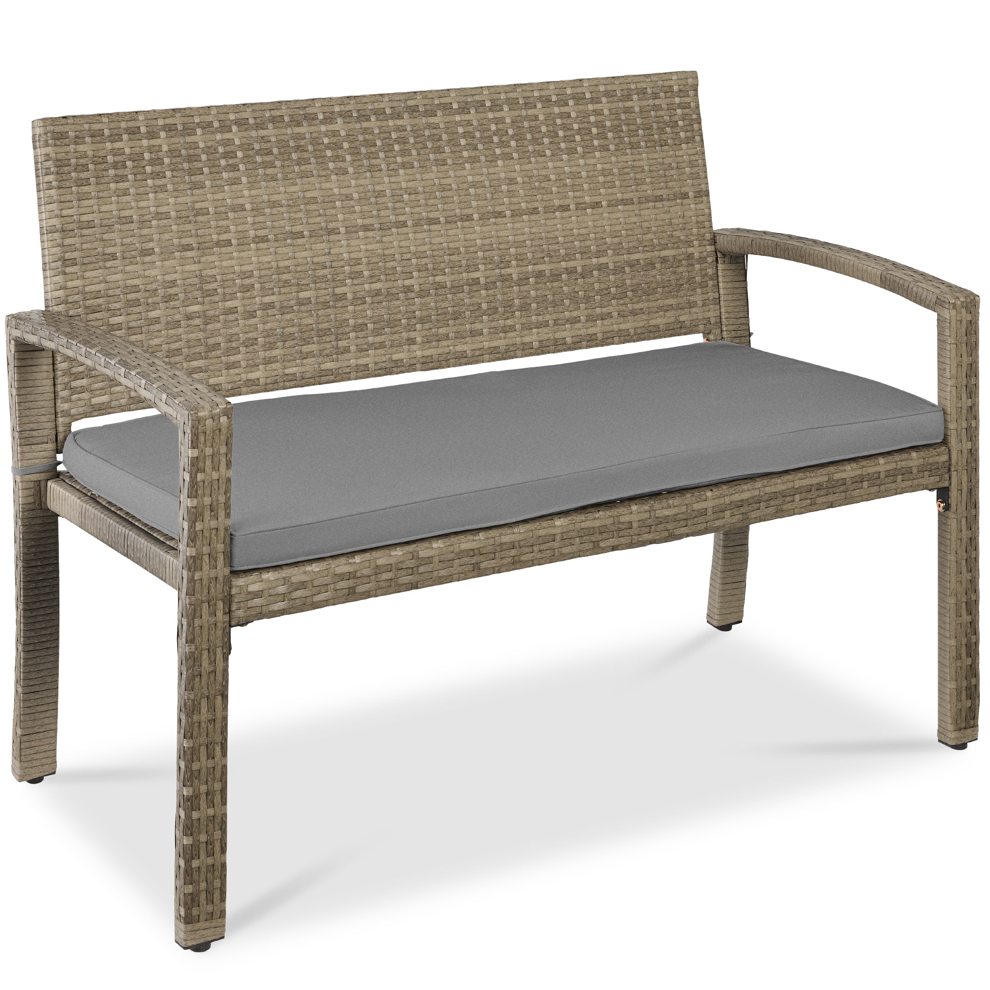 2-Person Wicker Porch Bench for Outdoor Garden w/ 700lb Capacity - 47in