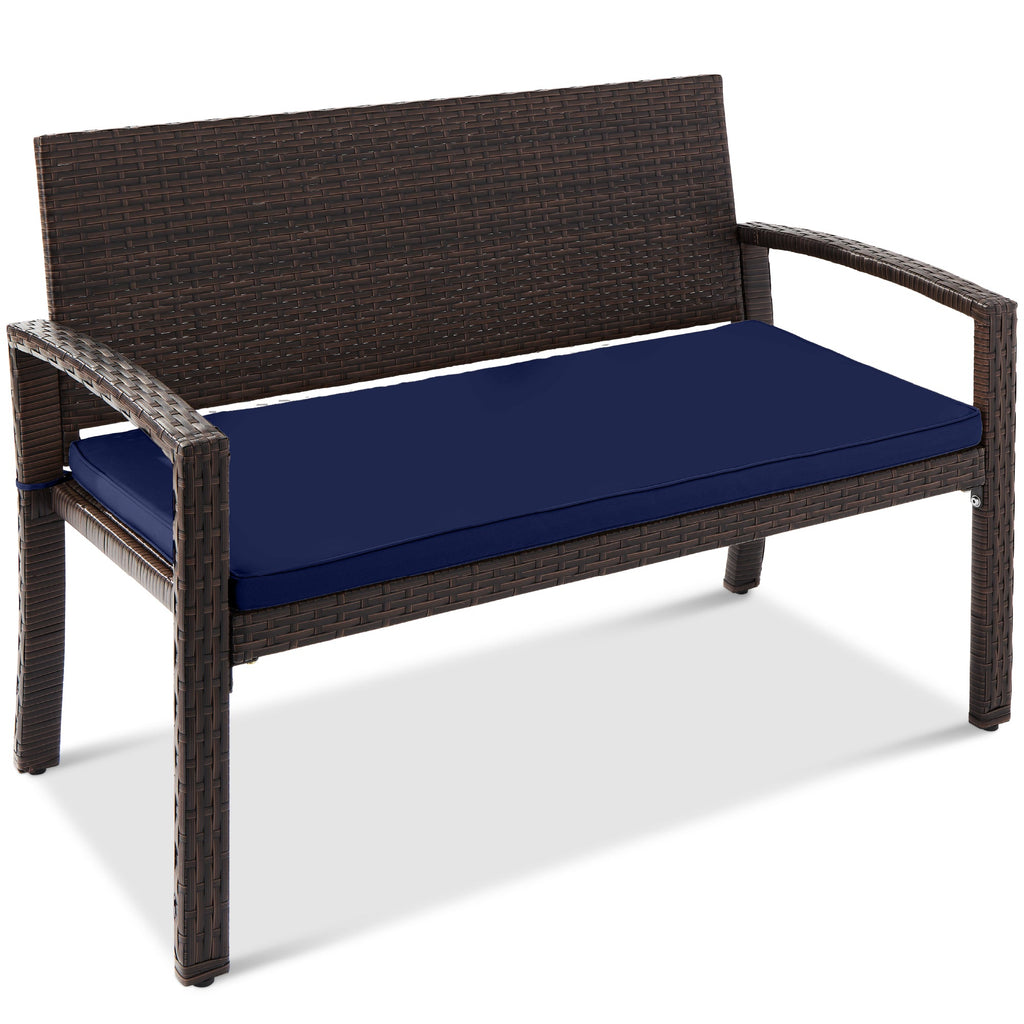 2-Person Wicker Porch Bench for Outdoor Garden w/ 700lb Capacity - 47in