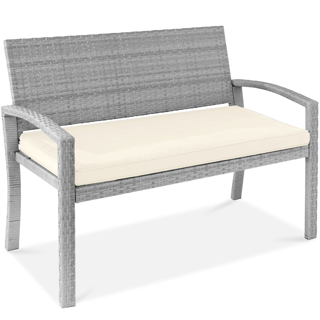 2-Person Wicker Porch Bench for Outdoor Garden w/ 700lb Capacity - 47in