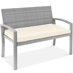 2-Person Wicker Porch Bench for Outdoor Garden w/ 700lb Capacity - 47in