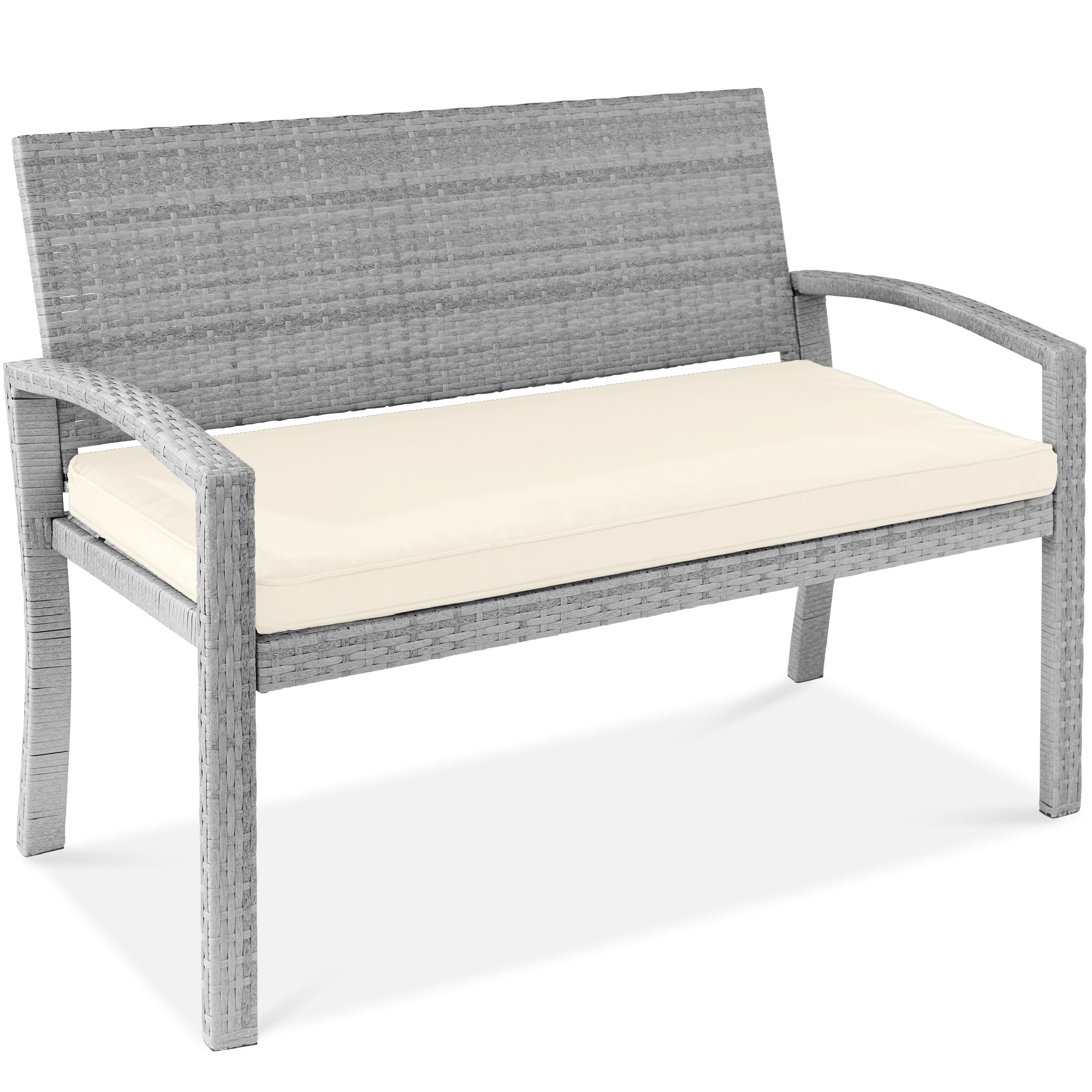 2-Person Wicker Porch Bench for Outdoor Garden w/ 700lb Capacity - 47in