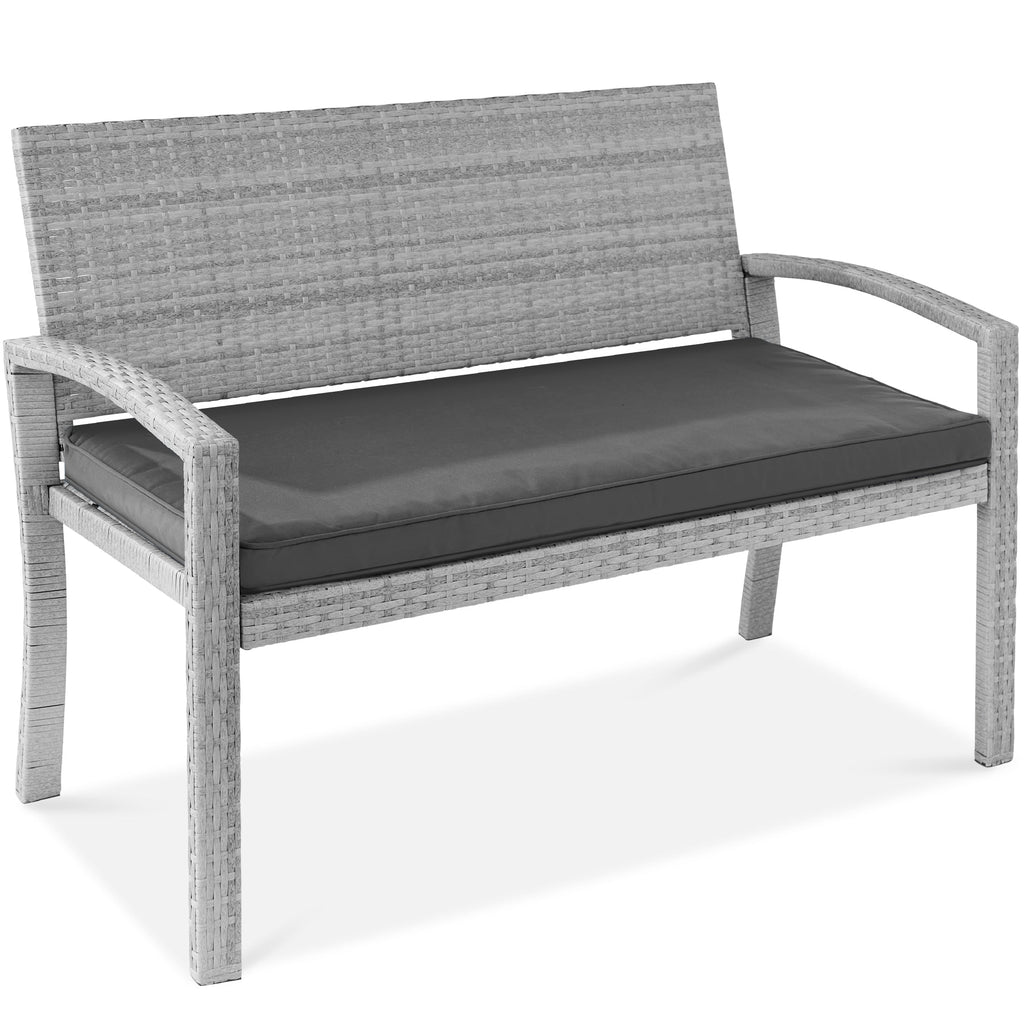 2-Person Wicker Porch Bench for Outdoor Garden w/ 700lb Capacity - 47in