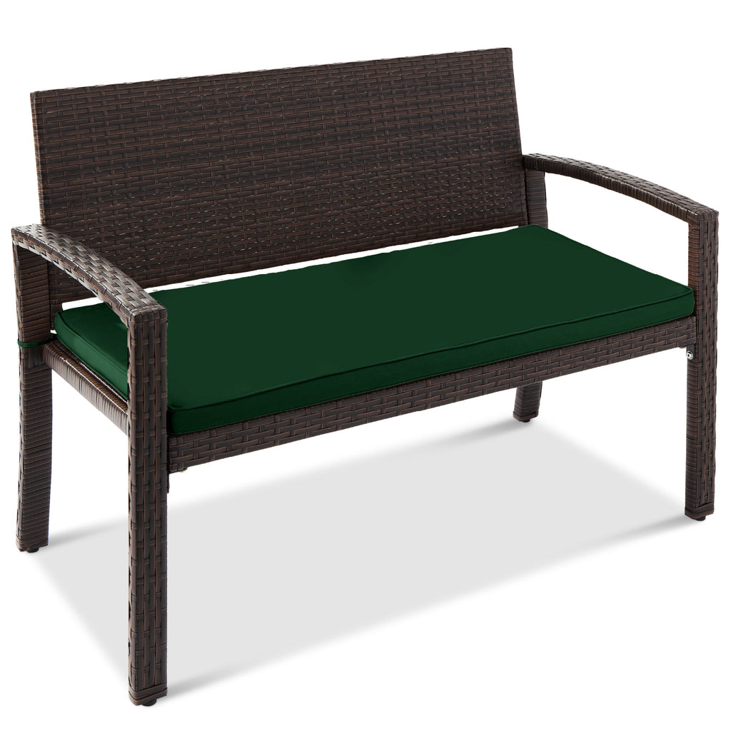 2-Person Wicker Porch Bench for Outdoor Garden w/ 700lb Capacity - 47in