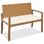 2-Person Wicker Porch Bench for Outdoor Garden w/ 700lb Capacity - 47in