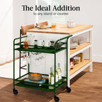 2-Tier Rolling Bar Cart Indoor/Outdoor w/ Shelves Wine Rack Locking Wheels