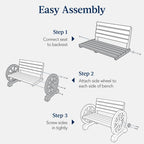 2-Person Rustic Wooden Wagon Wheel Bench w/ Slatted Seat and Backrest