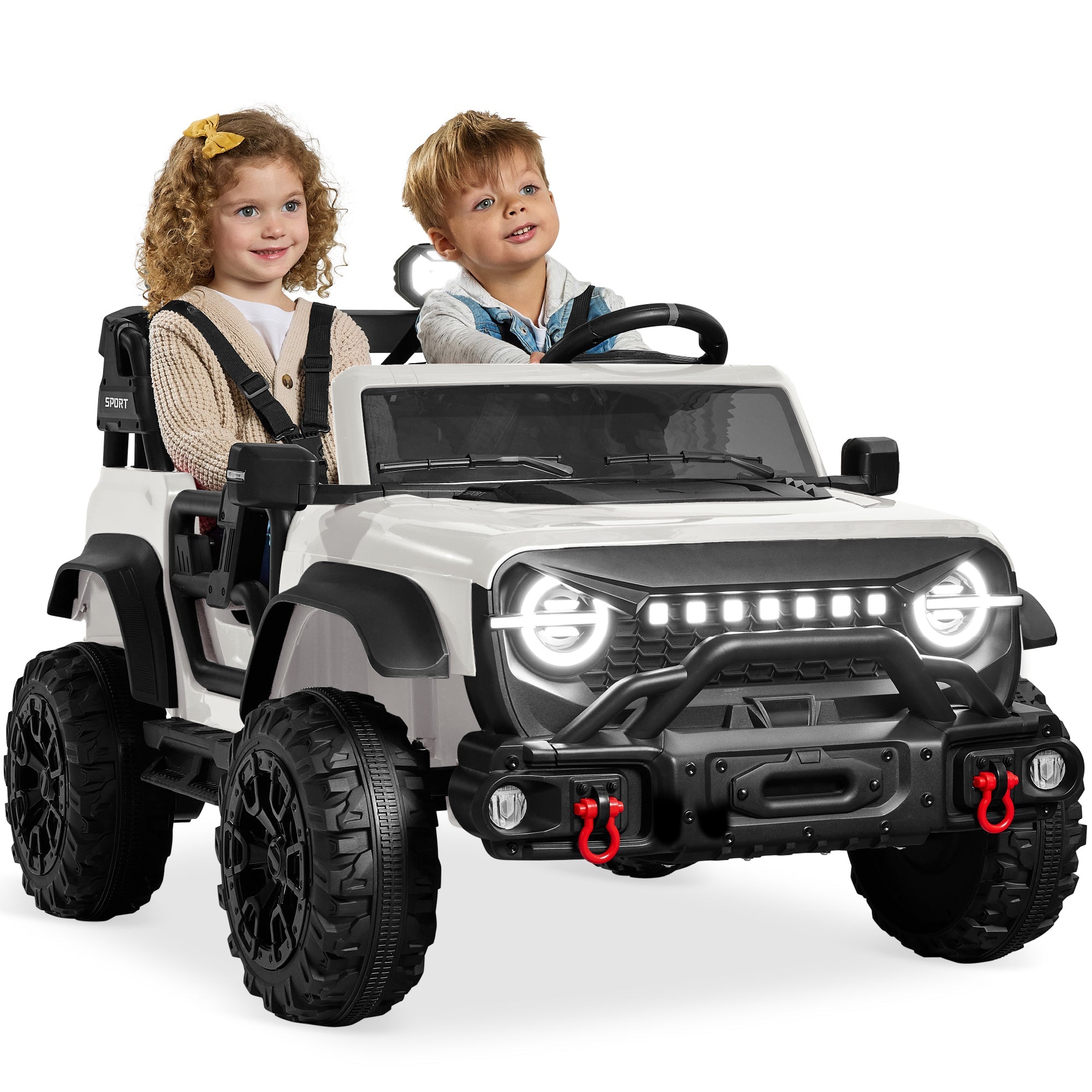24V 2-Seater Electric Ride-On Car Truck w/ Parent Control Bluetooth