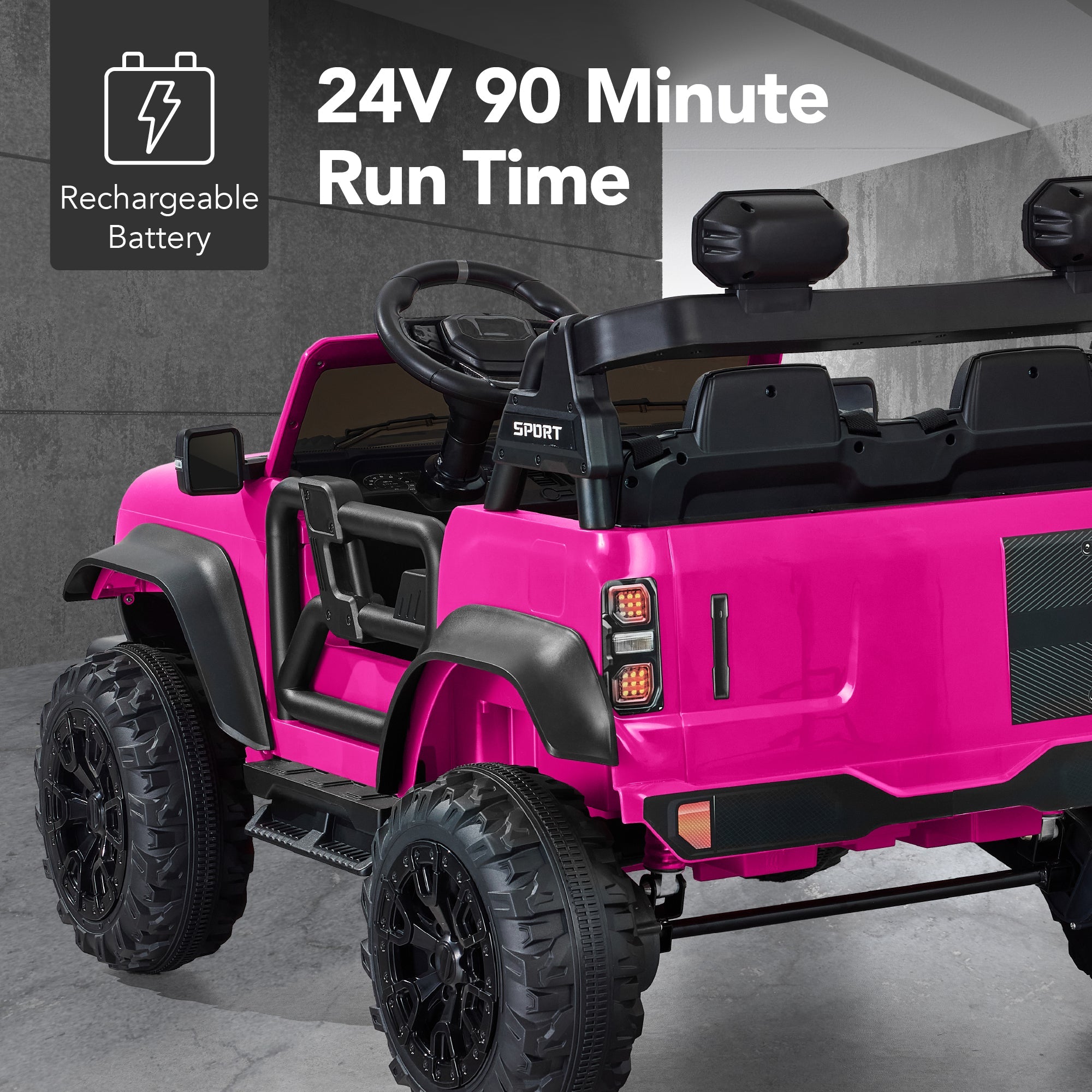 24V 2-Seater Electric Ride-On Car Truck w/ Parent Control Bluetooth