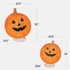 2pc Lighted Pop-Up Outdoor Halloween Holiday Pumpkin Set w/ 130 LED Lights