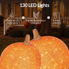 2pc Lighted Pop-Up Outdoor Halloween Holiday Pumpkin Set w/ 130 LED Lights